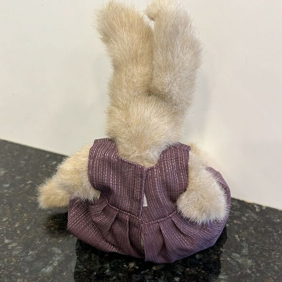 1993 TY Attic Treasures Jeremy Bunny Rabbit Purple Bib Overalls Stuffed Plush - Picture 4 of 8